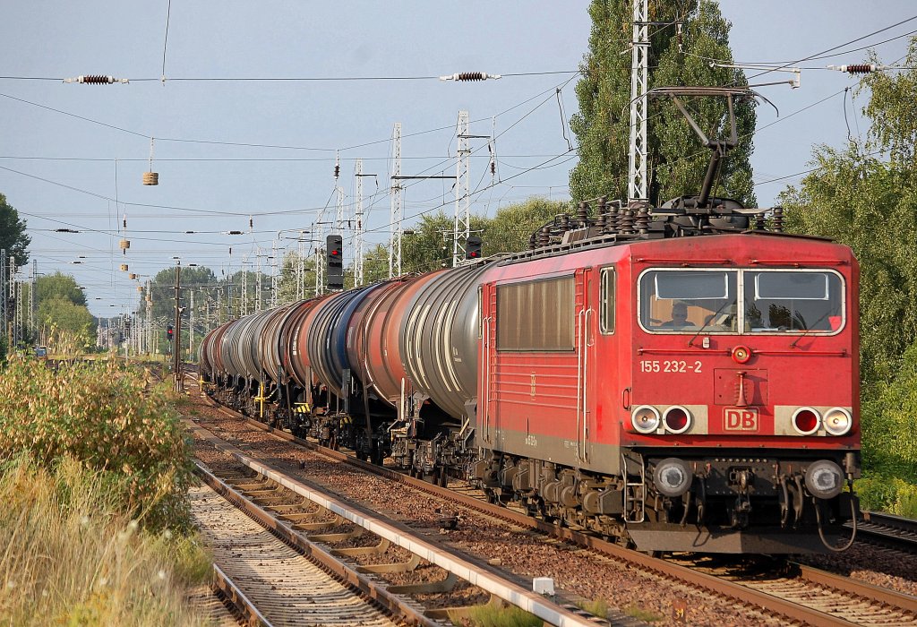 155 232-2 mit Kesselwagenzug am 06.08.13 Berlin-Karow.
