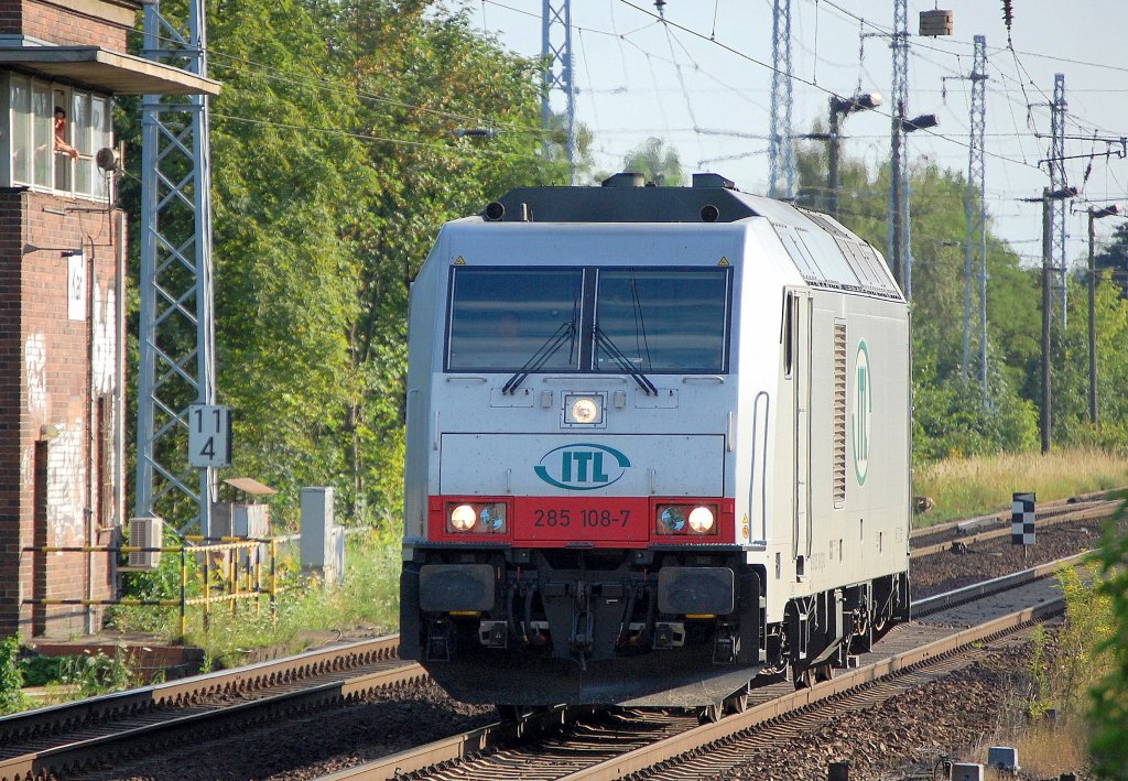 CBRail Leasinglok ITL 285 108-7 (92 80 1285 107-7 D-ITL, Bj.2008) am 05.08.09 Berlin-Karow.