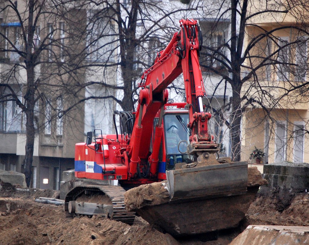 Ein LIEBHERR 924 Litronic der Baufirma EUROVIA bei den Abri�arbeiten S-Bhf. Berlin-Baumschulenweg am 19.12.07