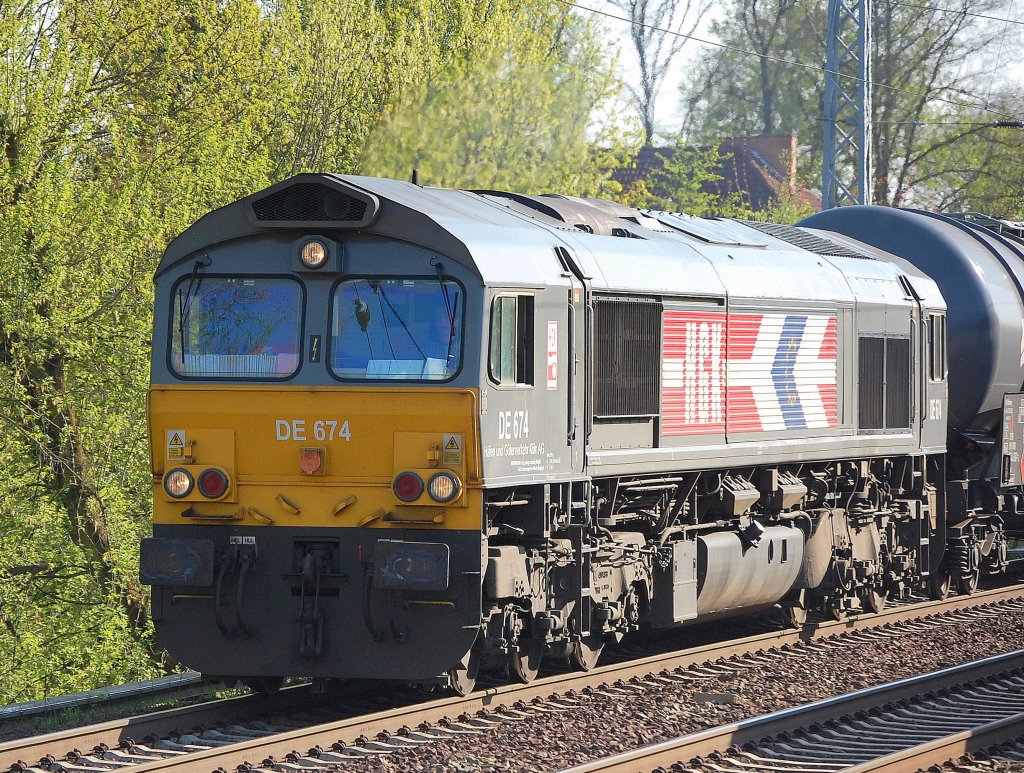 Hier noch als HGK DE 674, MERCE Dispolok (92 80 1266 039-7 D-DISPO, GM-EMD Bj. 2004) am 28.04.08 Berlin-Karow.