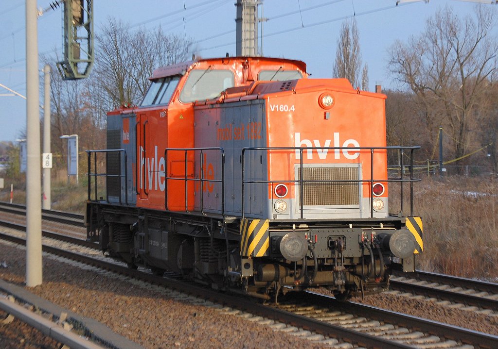 hvle V160.4 (92 80 1203 109-4 D-HVLE) Richtung Berliner Innenstadt, 30.11.10 Berlin-Pankow.