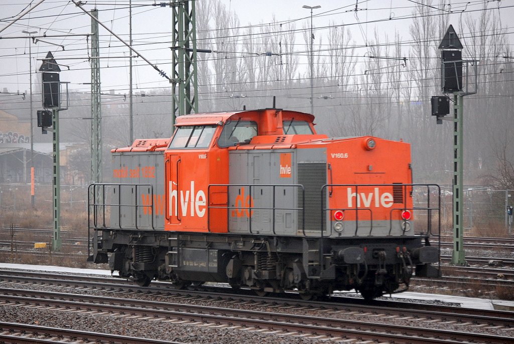 hvle V160.6 (92 80 1203 144-1 D-HVLE) Richtung Berlin-Wedding, 02.02.11 Berlin-Beusselstr.