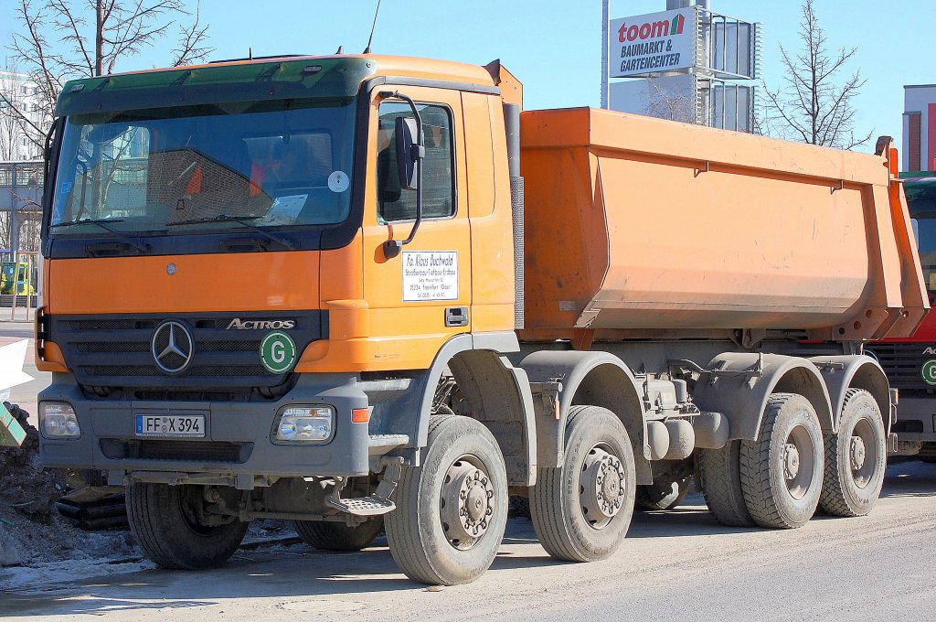 MB ACTROS Vierachskipper der Fa. Klaus Buchwald Stra�en- u. Tiefbau, 07.03.10 N�he S-Bhf Storkower Str. Berlin. 