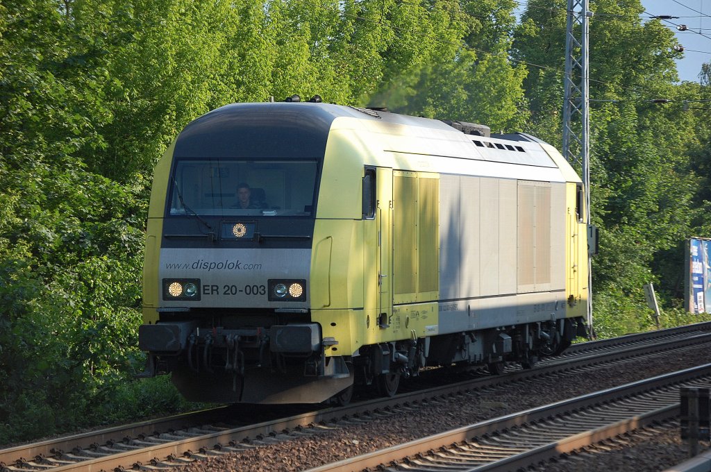 MRCE Dipolok ER 20-003 (92 80 1223 003-5 D-Dispo, Bj.2003) schon seit l�ngerem in Diensten der Fa. HSL am 01.06.09 Berlin-Karow.