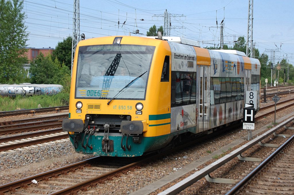 ODEG VT 650.58  Barnimer Eiszeitzug  (95 80 0650 058-0 D-ODEG) als OE26 Richtung Berlin Lichtenberg, 02.07.12 Berlin Springpfuhl.