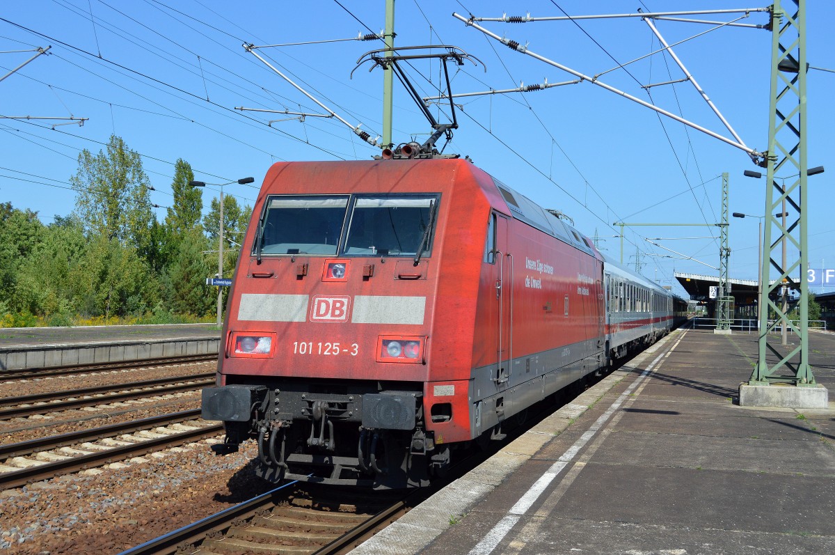 101 125-3 mit IC als Umleitungszug am 03.09.14 Bhf. Flughafen Berlin-Schönefeld.