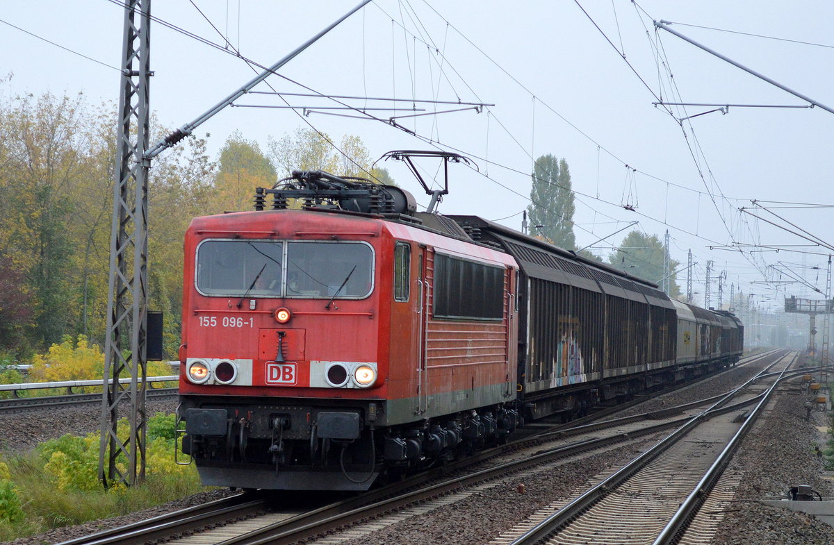 155 096-1 mit Ganzzug Schiebewandwagen am 18.10.16 Berlin Hohenschönhausen.