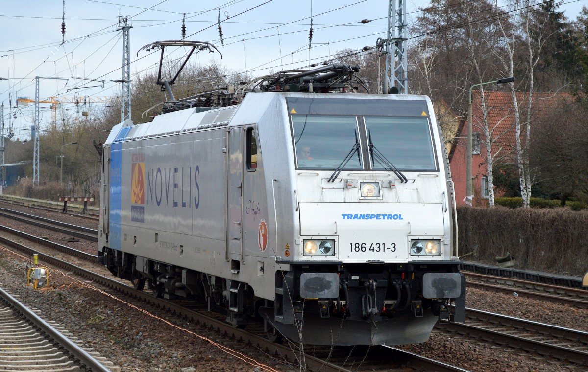 Br�unert Eisenbahnverkehr GmbH & Co. KG/Transpetrol mit 186 431-3 (NVR-Number: 91 80 6186 431-3 D-Rpool] Name: Nayla am 03.03.16 Berlin-Hirschgarten.