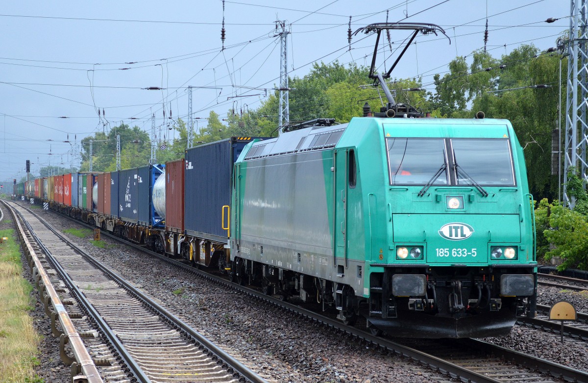 Einzige private EVU die mir heute begegnete war ITL 185 633-5 mit Containerzug am 13.07.15 Berlin-Hirschgarten.