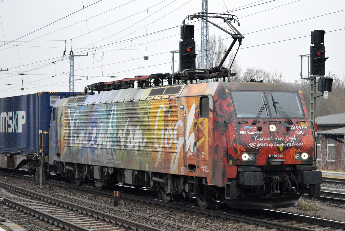 ERSR mit der Dispolojk E 189-206 und dem Poznan-Shuttle auf dem Rüchweg nach Rotterdam am 06.12.16 Berlin-Grünau.