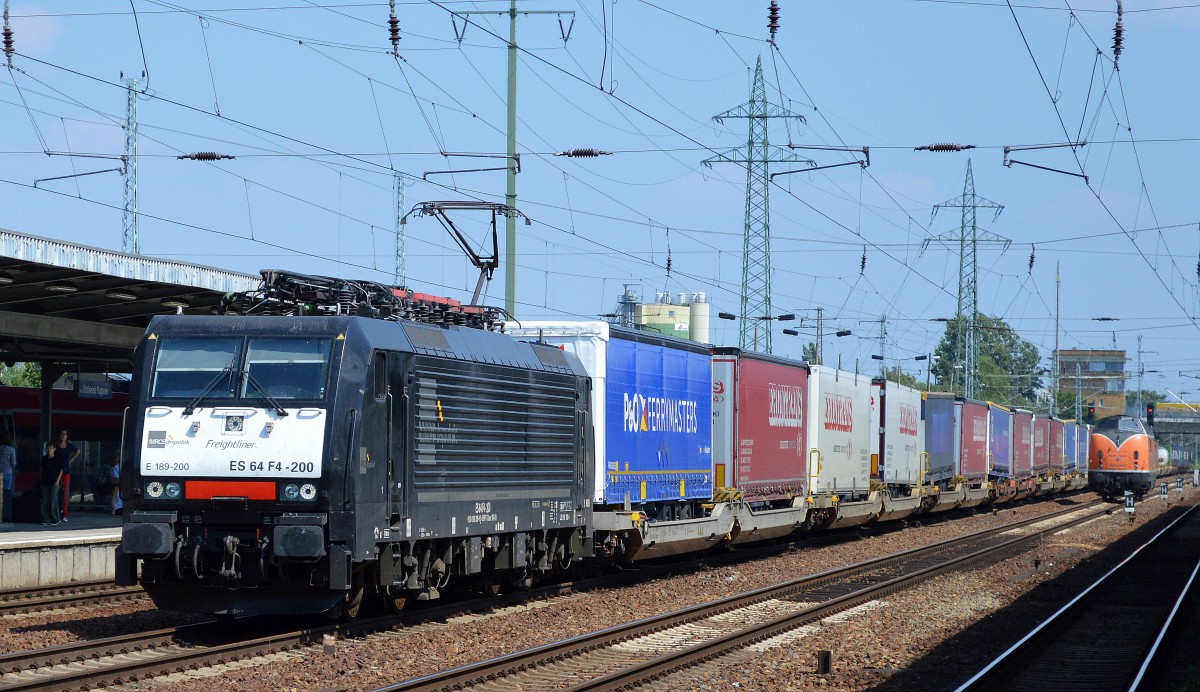 ERSR Poznan- Shuttle mit MRCE Dispolok E 189-200/ES 64 F4-200 auf dem Rückweg nach Rotterdam am 04.08.15 Bhf. Flughafen Berlin-Schönefeld