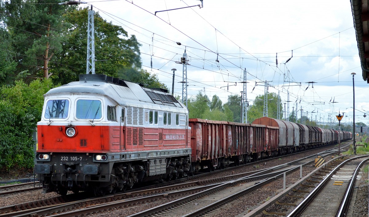 EWR 232 105-7 mit gemischtem Güterzug am 09.09.15 Berlin-Hirschgarten.
