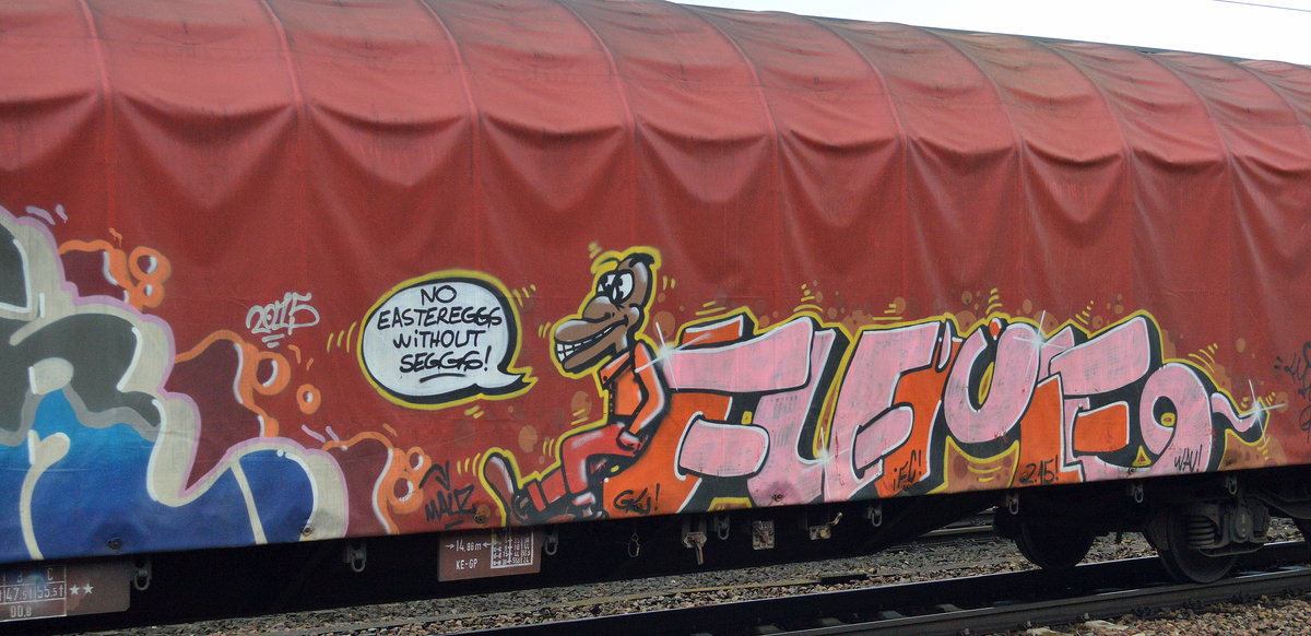 Grafiti gesichtet am 14.04.16 Bf. Flughafen Berlin-Schönefeld.