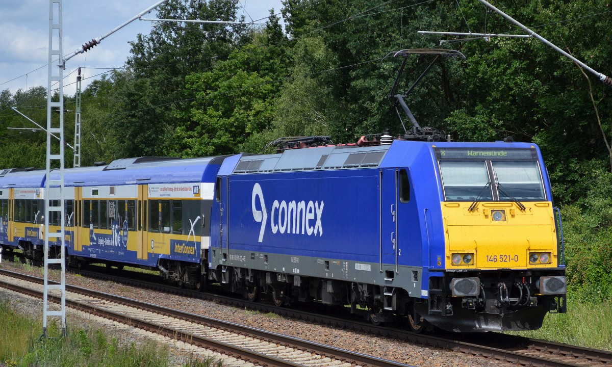InterConnex mit Schublok 146 521-0 Richtung Oranienburg am 16.06.14 Mühlenbeck/Mönchmühle b.Berlin.