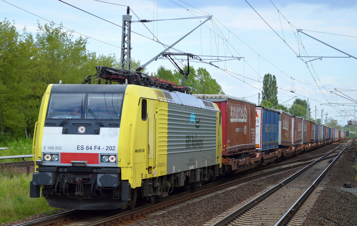 LTE Netherlands B.V. mit der MRCE Dispo ES 64 F4-202/189 202-5 mit KLV-Zug am 23.07.17 Berlin-Hohenschönhausen.