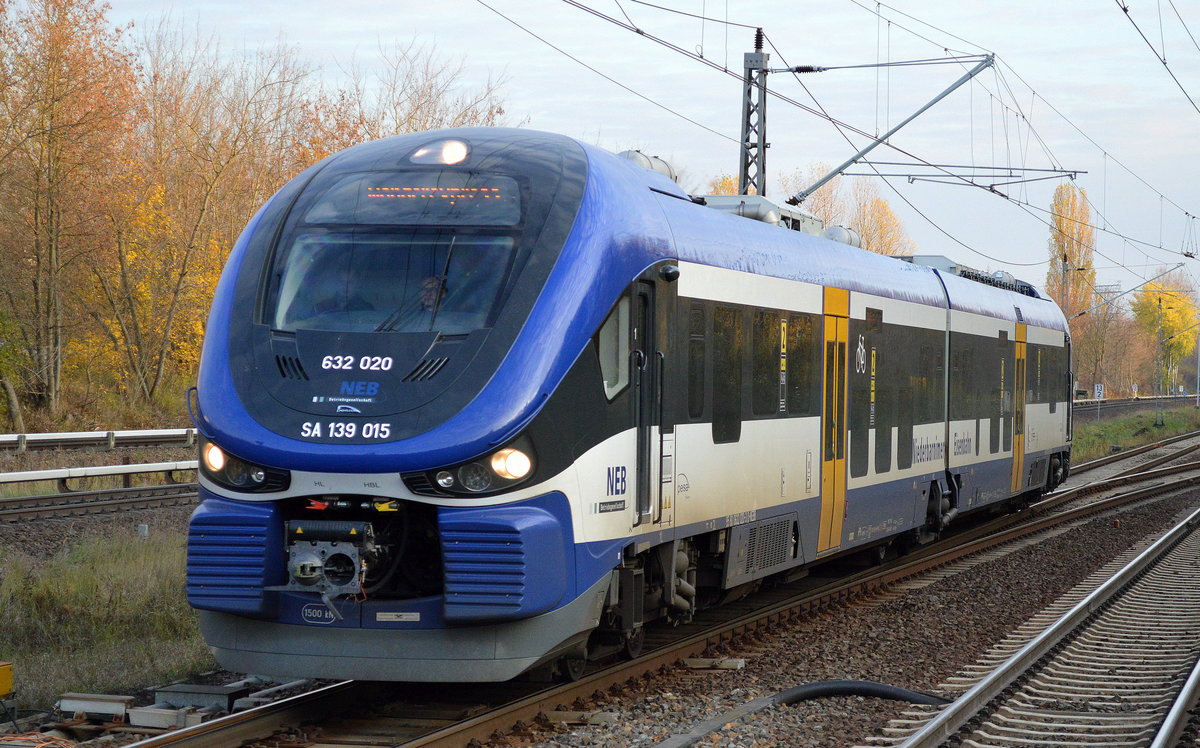 NEB 632 020/SA 139 015 auf Sonder-/Übungsfahrt? im Display stand Wandergruppe am 09.11.16 Bf. Berlin-Hohenschönhausen.