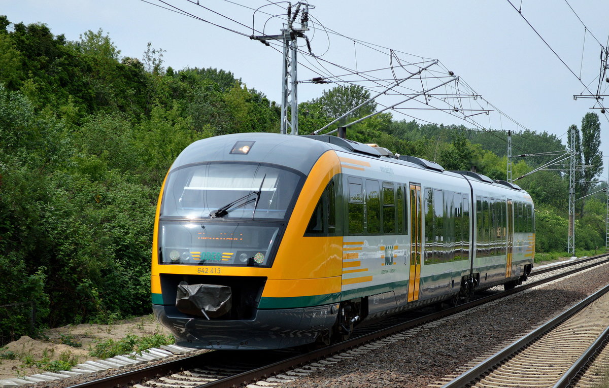 ODEG DESIRO 642 413 auf Dienstfahrt zur Bereitstellung am 27.05.16 Berlin Hohenschönhausen.