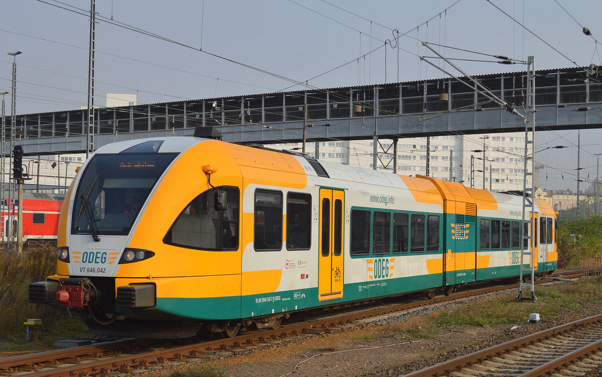 ODEG VT 646.042 auf Dienstfahrt durch den Bf. Berlin-Lichtenberg.