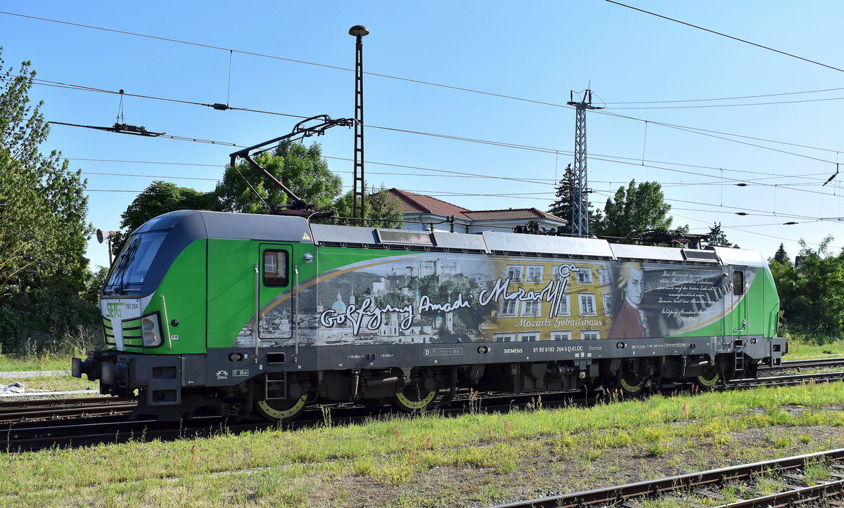 Salzburger Eisenbahn Transport Logistik GmbH, Salzburg [A] mit ihrer ELL-Vectron  193 204   [NVR-Nummer: 91 80 6193 204-5 D-ELOC] beim Umsetzen am 12.06.25 Höhe Bahnhof Stendal Hbf.