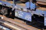 Einstellungs- und Typenbezeichnungstafel des Drehgestellflachwagen der Stahlberg Roensch GmbH u.