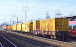 Schienenschleifzug SPENO RR 24 MC-7 ORAZIO mit dazugehörigen Beiwagen am 03.03.17 Durchfahrt Bf. Flughafen Berlin-Schönefeld.