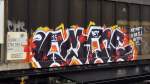 Graffiti an einem Schiebewandwagen am 02.03.15 Berlin-karow.