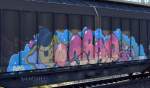 Graffiti an einem Schiebewandwagen am 14.04.15 Berlin-Karow gesichtet.