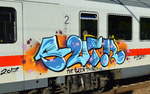Graffiti an einem IC-Personenwagen gesichtet am 02.06.17 Bf.
