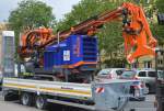 Seit 2013 auf dem Markt dieses mobile Bohrgerät vom Hersteller Geotec Bohrtechnik GmbH, die ROTOMAX XL B, das B steht vor allem für Brunnenbohrungen konzipiert, hier eines auf einem Hänger der Fa. H &  Q Berlin am 20.06.15