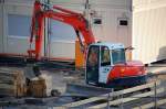 Leasingbaumaschine, ein Kubota KX080-3 Minikompaktbagger am 04.07.12 Berlin-Alexanderplatz.