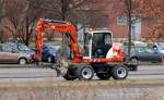 Ein Mobilbagger TEREX TW85 am 18.02.14 Berlin-Marzahn.