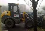 Mietbaumschine der Fa.THEISEN, ein Ahlmann AX 850 Radlader, 21.11.13 Berlin-Pankow
