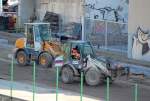 Die Baufirmen EUROVIA und STRABAG mit einem  kramer ALLRAD 750 und einem LIEBHERR 507 Radlader am 20.10.08 Neubau einer Umgehungsstr.