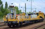 DB Bahnbau Gruppe mit einem Oberleitungsbauwagen mit der Nr.