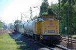 Hier noch der Nachschuss des Unkrautvernichtungzuges gezogen von DB Netz 203 301-7, hinten dran die 203 302-5 und mittig der Leitwagen beim Bespr�hen der Gleise Richtung Berlin-Wedding, 15.05.13