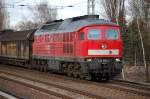 232 358-2 am 05.04.12 Berlin Karow mit Ganzzug Schiebewandwagen.
