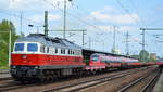 232 294-9 mit einem Leerzug Drehgestell-Flachwagen am 28.06.17 Bf.