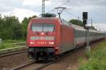 101 095-8 mit EC Nr.? mit �sterreichischen EC-Personenwagen Richtung Berlin-Spandau, 26.06.13 Durchfahrt Bhf.