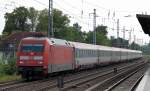 101 115-4 mit dem EC 378 zum Ostseebad Binz mit interessanterweise �stereichischen Personenwagen (sonst tschechische) am 28.06.13 Berlin-Karow.