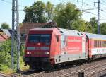 EC 378 mit 101 118-8 mit DB Eigenwerbung am 23.07.13 Richtung Bernau.