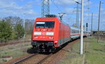 101 109-7 mit IC Wagengarnitur zur Bereitstellung am 20.04.16 Durchfahrt Bf.