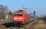 EC 174 aus Prag Richtung Hamburg-Altona mit 101 138-6 am 13.02.17 Berlin-Jungfernheide.