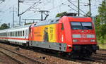 Die Luther 101ér 101 119-6 mit IC-Wagengarnitur am 22.07.17 Durchfahrt Bf.