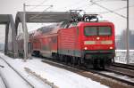 112 117-7 mir dem RE3 Richtung Elsterwerda unterwegs zum Bhf.