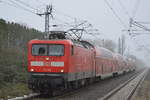 Dienstfahrt, 112 185 mit Doppelstockwagen-Garnitur Richtung Bf.