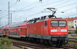 RE3 nach Schwedt(Oder) mit 112 188 als Schiebelok am 11.10.17 Einfahrt Bf.