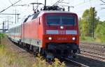 120 131-8 mit IC als Umleitungszug am 03.09.14 durch den Bhf.