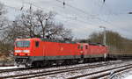 Nicht alltägliche 143ér DB Doppeltraktion mit 143 837-3 + 143 062-8 mit einem langen Ganzzug leerer Drehgestell-Flachwagen für Coil-Transporte Richtung Königs-Wusterhausen am