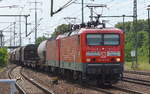 Doppeltraktion 143 316-8 + 143 ???-? mit gemischtem Güterzug am 27.06.17 Bf.