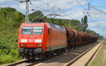 145 041-0 mit einem kurzen Güterzug Schwenkdach-Schüttgutwagen am 07.07.16 Bf.